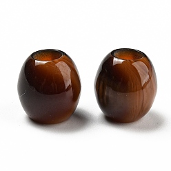 Coconut Marrón Cuentas europeas de resina opaca de dos tonos, abalorios de grande agujero, oval, coco marrón, 11.5x12 mm, agujero: 5 mm