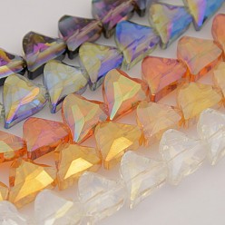 Mixed Color Heart Electroplate Full Rainbow Plated Glass Beads Strands, Faceted, Mixed Color, 17x14x8mm, Hole: 1mm, about 40pcs/strand, 23.6 inch