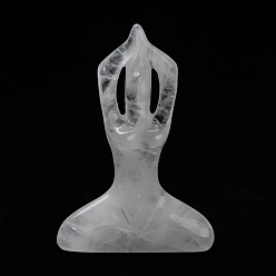 Quartz Crystal Natural Quartz Crystal Yoga Goddess Decorations, Reiki Crystal Healing Gift, Home Display Decorations, 13~14x49~51x73mm