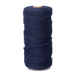 Prussian Blue 100M Round Cotton Braided Cord, for DIY Handmade Tassel Embroidery Craft, Prussian Blue, 3mm, about 109.36 Yards(100m)/Roll