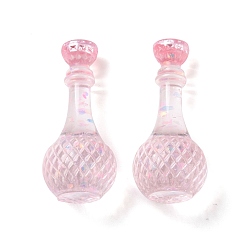 Pink Chupete de botella cabujón de resina transparente, con lentejuelas, rosa, 34.5x15 mm