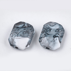 Slate Gray Acrylic Beads, Imitation Gemstone Style, Two Tone, Faceted, Rectangle, Slate Gray, 24x18.5x8.5mm, Hole: 3mm, about 175pcs/500g