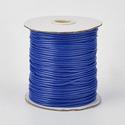 Blue Eco-Friendly Korean Waxed Polyester Cord, Blue, 1mm, about 169.51~174.98 Yards(155~160m)/Roll