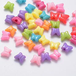Mixed Color Opaque Acrylic Beads, Butterfly, Mixed Color, 10x11.5x6.5mm, Hole: 3mm, about 1400pcs/500g