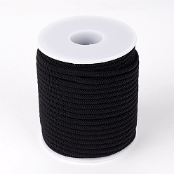 Black Round Polyester Cords, Black, 3mm, about 21.87 yards(20m)/roll