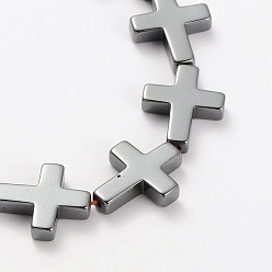 Non-magnetic Hematite Electroplate Gorgeous Cross Non-magnetic Synthetic Hematite Beads Strands, 17x14x4mm, Hole: 1mm, about 23pcs/strand, 15.94 inch