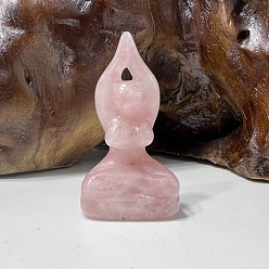 Quartz Rose Figurines de déesse du yoga de guérison sculptées en quartz rose naturel, Décorations d'affichage en pierre d'énergie reiki, 50~60mm