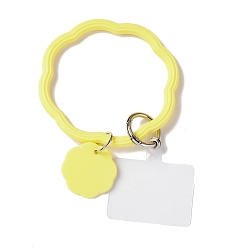 Yellow Silicone Loop Phone Lanyard, Wrist Lanyard Strap with Plastic & Alloy Keychain Holder, Yellow, 19.5cm