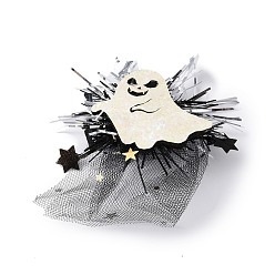 Ghost Pinzas para el cabello de cocodrilo de fieltro con tema de halloween, con clips de hierro y organza, para niño, fantasma, 101x82x15 mm