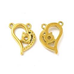 Real 14K Gold Plated Ion Plating(IP) 304 Stainless Steel Pendant Rhinestone Settings, Heart, Real 14K Gold Plated, Fit For 3mm Rhinestone, 18x14x3.5mm, Hole: 1.2mm