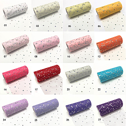 Mixed Color Glitter Sequin Deco Mesh Ribbons, Tulle Fabric, Tulle Roll Spool Fabric For Skirt Making, Moon & Star Pattern, Mixed Color, 6 inch(15cm), about 25yards/roll(22.86m/roll)