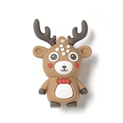 Deer Opaque Resin Animal Big Pendants, Cute Animal Charms, Deer, 55x40x25mm, Hole: 3mm