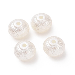 Blanc Perles de nacre en plastique ABS, plat et circulaire avec feuille, blanc, 15.4x12.2mm, Trou: 2.6mm, environ334 pcs / 500 g