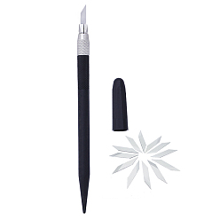 Color de Acero Inoxidable Kit de cuchillo artesanal de talla de acero para artesanía en cuero, con hojas de cuchillo de repuesto, para manualidades artes, color acero inoxidable, 14 cm
