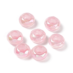Pink Opaque Acrylic Beads, AB Color, Faceted, Rondelle, Pink, 13x7.2mm, Hole: 5.8mm