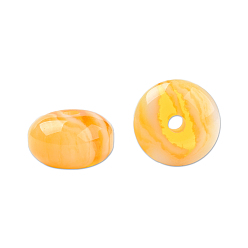 Champagne Yellow Resin Beads, Imitation Amber, Flat Round, Champagne Yellow, 8x4.5mm, Hole: 1.6~1.8mm