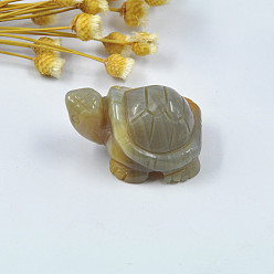 Cornaline Décorations d'affichage en cornaline naturelle, ornement feng shui tortue pour la longévité, pour bureau à domicile, 38~42x25~27x20mm