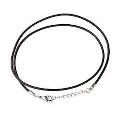Coconut Brown Leather Cord Necklace Making, with Zinc Alloy Lobster Claw Clasps and Brass Findings, Nickel Free, Platinum Metal Color, Coconut Brown, 47~48cm(18.5~19 inch)