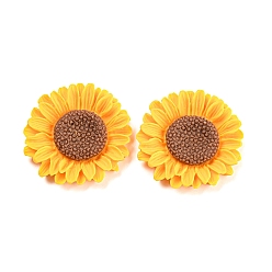 Gold Opaque Resin Flower Cabochons, Sunflower, Gold, 40x6mm