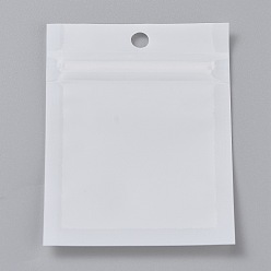 Белый Пластиковая сумка с замком на молнии, сумки для хранения, мешок с самоуплотнением, верхнего уплотнения, с окном и вешалкой, прямоугольные, белые, 8x6x0.2 см