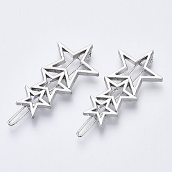 Platinum Alloy Hollow Geometric Hair Pin, Ponytail Holder Statement, Hair Accessories for Women, Cadmium Free & Lead Free, Star, Platinum, 48x27mm, Clip: 58mm long