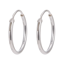 Серебро 925 серьги-кольца из стерлингового серебра, кольцо, серебряные, 14x1.2 мм, штифты : 0.7 мм