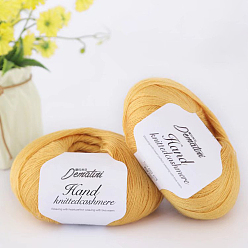 Gold Wool Yarn for Sweater Hat, 4-Strands Wool Threads for Knitting Crochet Supplies, Gold, about 656.17 Yards(600m)/Roll