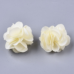Champagne Yellow Polyester Fabric Flowers, for DIY Headbands Flower Accessories Wedding Hair Accessories for Girls Women, Champagne Yellow, 34mm