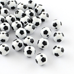 White Round Pentagon Pattern Opaque Acrylic Beads, White, 11~12x11mm, Hole: 3mm, about 550pcs/500g