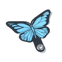 Светло-Голубой Нашивка на шнурок для мобильного телефона из ПВХ в виде бабочки, Запасная часть соединителя ремешка для телефона, вкладка для безопасности сотового телефона, Небесно-голубой, 6x3.6 см