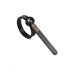 Negro Herramienta de medición del tamaño del anillo de la ue de plástico, cinturón medidor de dedos con lupa, negro, 11.5x0.5x0.2 cm