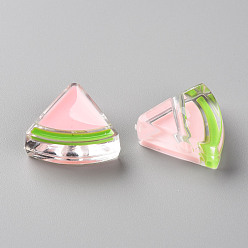 Rose Brumeux Perles acryliques émail transparent, pastèque, rose brumeuse, 23.5x25.5x9mm, Trou: 3.5mm