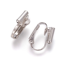 Platinum Brass Clip-on Earring Converters Findings, For Non-pierced Ears, Platinum, 15.5x12x7.5mm, Hole: 0.6mm