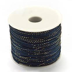 Prussian Blue Metallic Stain Beads String Cords, Nylon Mouse Tail Cord, Prussian Blue, 1.5mm, about 100yards/roll(300 feet/roll)