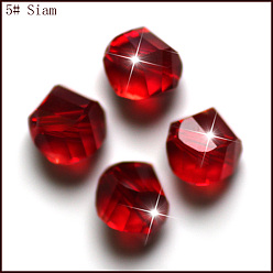 Rojo Oscuro Imitación perlas de cristal austriaco, aaa grado, facetados, polígono, de color rojo oscuro, 8 mm, agujero: 0.9~1 mm