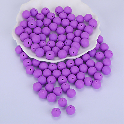 Violet Foncé Perles focales rondes en silicone, perles à mâcher pour les jouets de dentition, Diy soins infirmiers colliers faisant, violet foncé, 15mm, Trou: 2mm