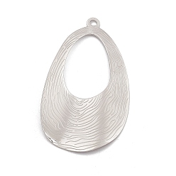 Stainless Steel Color 304 Stainless Steel Big Pendants, Teardrop Charm, Stainless Steel Color, 61.5x34x1mm, Hole: 3mm