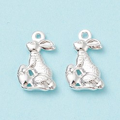 Silver Easter 304 Stainless Steel Pendants, Easter Bunny, Silver, 18x10x3.5mm, Hole: 1mm