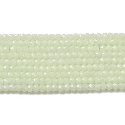 Light Green Synthetic Luminous Stone Beads Strands, Faceted, Round, Glow in the Dark, Light Green, 4x3.5mm, Hole: 0.7mm, about 102pcs/strand, 14.37 inch(36.5cm)
