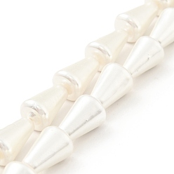 Blanc Perles de perles de coquille galvanoplastie, polie, cône, blanc, 15~17x10~10.5mm, Trou: 0.6mm, Environ 22 pcs/chapelet, 16.14 pouce (41 cm)