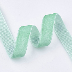 Medium Aquamarine Single Face Velvet Ribbon, Medium Aquamarine, 3/8 inch(9.5~10mm), about 50yards/roll(45.72m/roll)