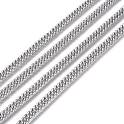 Stainless Steel Color 201 Stainless Steel Cuban Link Chains, Chunky Curb Chains, Unwelded, Stainless Steel Color, 6.5mm, link: 9x6.5x1mm
