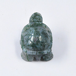 Agate Mousse Mousse naturelle affichage agate décorations, ornement feng shui tortue pour la longévité, pour bureau à domicile, 38~42x25~27x20mm