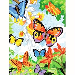 Butterfly DIY Butterfly Theme Diamond Painting Kits, Including Canvas, Resin Rhinestones, Diamond Sticky Pen, Tray Plate and Glue Clay, Butterfly Pattern, 400x300mm