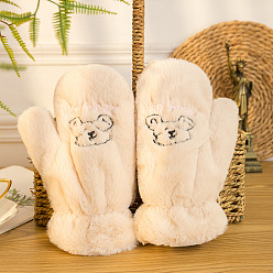 Ours Gants mitaines en velours, gants chauds d'hiver pour femmes mignonnes, gants coupe-vent, motif ours/chien, Motif Ours, 24.7 cm