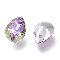 Luz de Vitrail Colgantes de diamantes de imitación de cristal, espalda plateada, facetados, lágrima, vitrail light, 11.5x8x5 mm, agujero: 1.5 mm