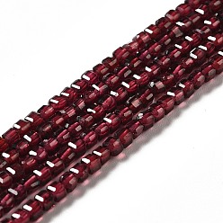 Garnet Natural Garnet Beads Strands, Faceted, Square, 2.5x2.5x3mm, Hole: 0.6mm, about 158~159pcs/strand, 15.31~15.51''(38.9~39.4cm)