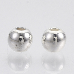 Серебро CCB пластиковые шарики, круглые, серебряный цвет гальваническим, 3.5~4x3.5 мм, Отверстие : 1 мм , около 16000 шт / 500 г