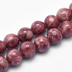 Brun Marbre naturel brins de perles, ronde, teints et chauffée, brun, 8mm, Trou: 1mm, Environ 46 pcs/chapelet, 15 pouce (38 cm)