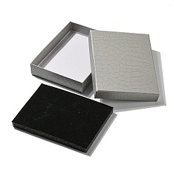 Silver Python Pattern Cardboard Jewelry Set Boxes, with Black Sponge, for Jewelry Gift Packaging, Rectangle, Silver, 16.1x12.2x2.95cm